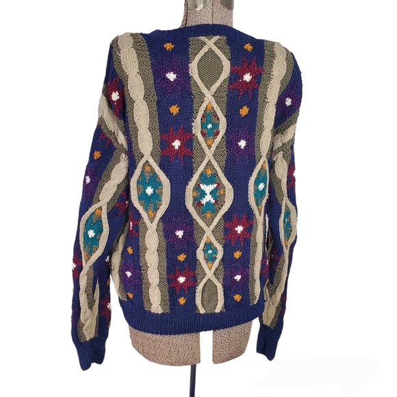 Vintage Northern Isles hand cable knit colorful sweater - Picture 5 of 16